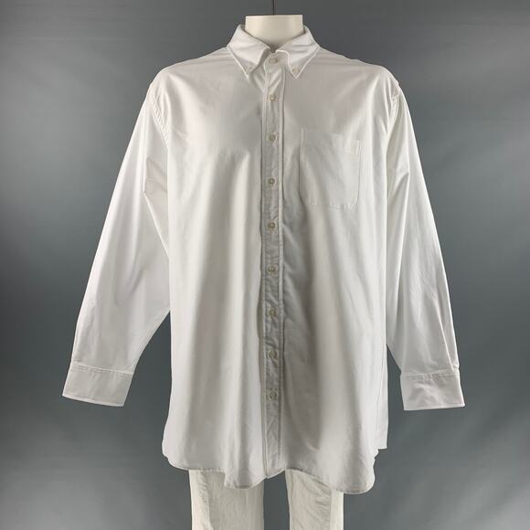 PROPER CLOTH Size XXL White Solid Cotton Button Down Long Sleeve Shirt - Picture 1 of 1